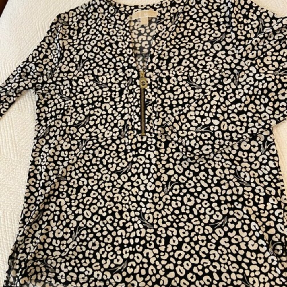 MICHAEL Michael Kors zip front long sleeve stretch blouse - XL